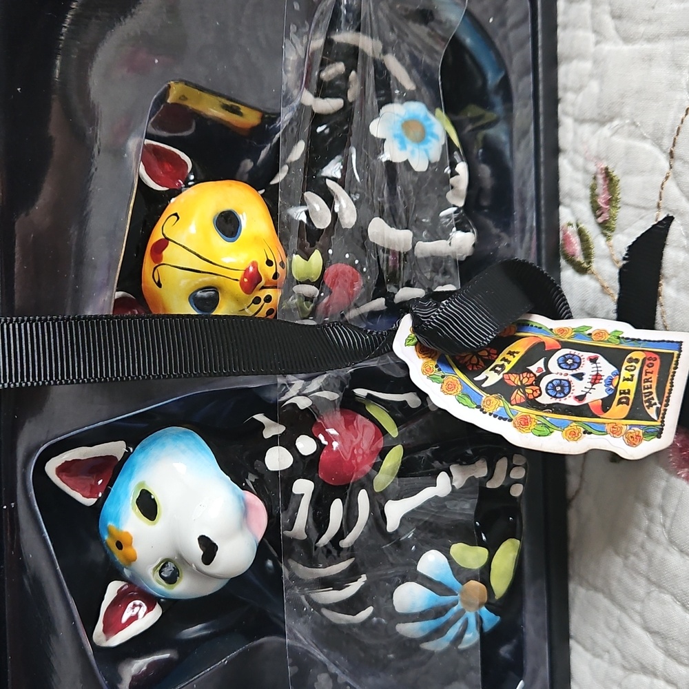Blue Sky Dia De Los Muertos Dog & Cat Salt and Pepper Shakers NEW